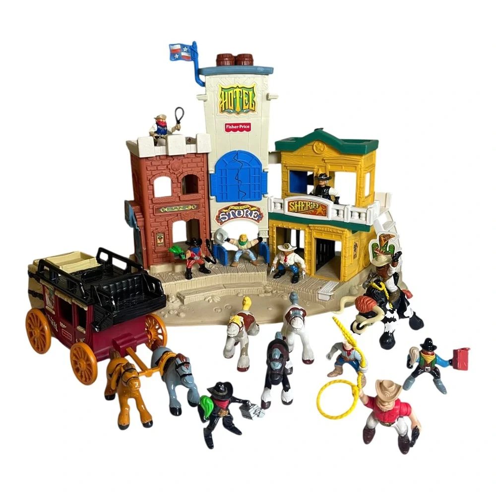 VTG Fisher Price Great Adventures Wild Western Town Cannonball Coach & Figures